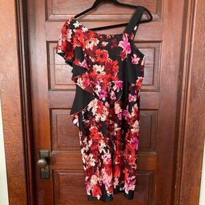 Venus One Shoulder Floral Dress Large